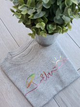 Load image into Gallery viewer, Swirly name, umbrella and sun  Adults Tee