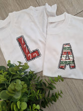 Load image into Gallery viewer, Christmas Initial adults and childs tee
