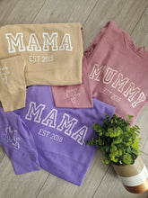Load image into Gallery viewer, Mama est and child&#39;s name sweatshirt
