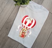 Load image into Gallery viewer, Hot Air Balloon Valentines Adults and childs tee
