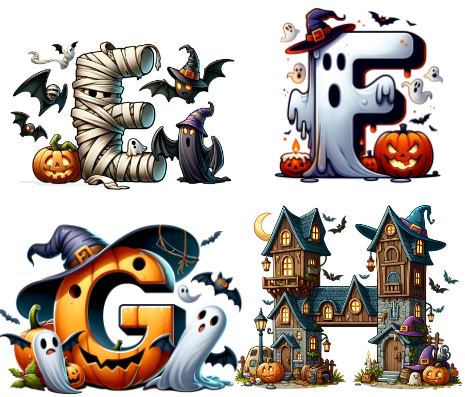 Halloween Initital Adults and Childs Tee