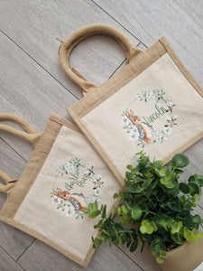 Bunny wreath Jute Bag