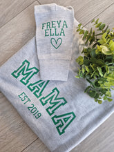 Load image into Gallery viewer, Mama est and child&#39;s name sweatshirt
