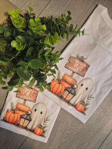 Ghost and pumpkin Adults and childs tee