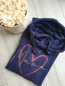 Heart and name cross neck hoodie