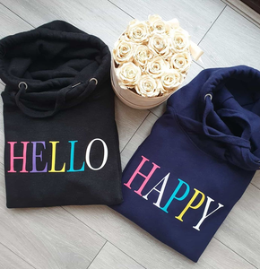 Different colour word Cross Neck Hoodie