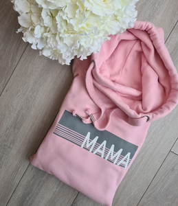 Mama and lines cross neck hoodie