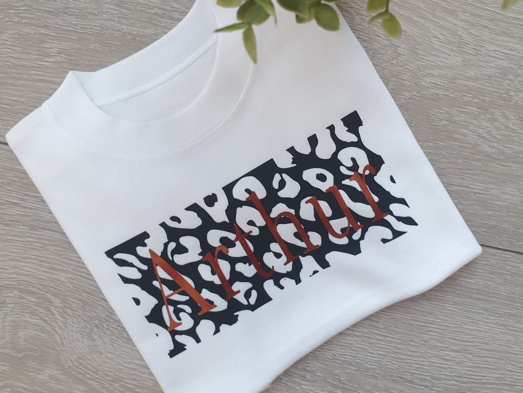 Leopard Block and Name Child’s Tee