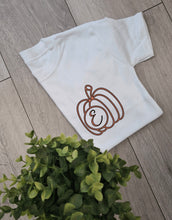 Load image into Gallery viewer, Pumpkin Initial Adults and Childs Tshirt
